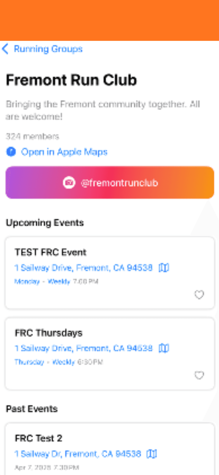 App screen showing event RSVP